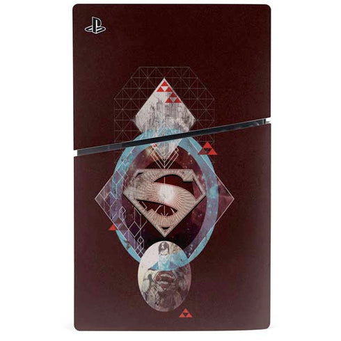 DC Comics Superman Purple Abstract Collage PS5 Slim Digital Edition Bundle Skin