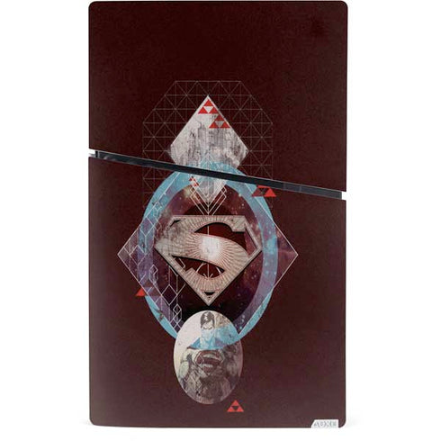 DC Comics Superman Purple Abstract Collage PS5 Slim Digital Edition Console Skin