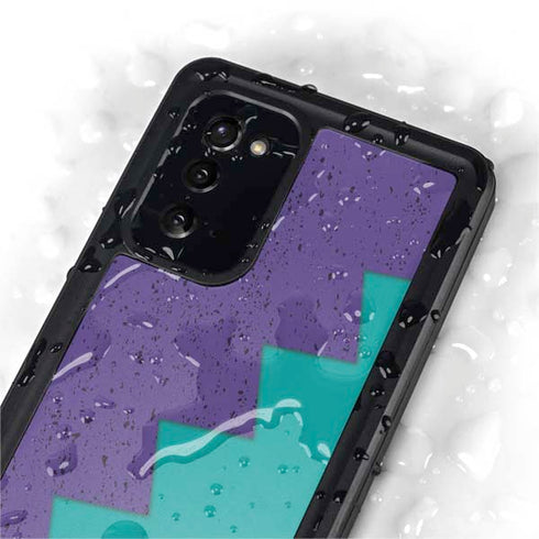 Purple Turquoise Zig Zag Galaxy Note20 5G Waterproof Case