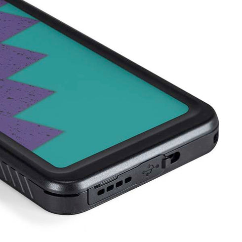 Purple Turquoise Zig Zag Galaxy S23 Plus Waterproof Case