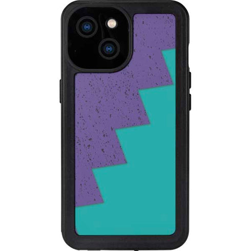 Purple Turquoise Zig Zag iPhone 13 Mini Waterproof Case