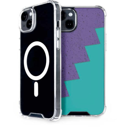 Purple Turquoise Zig Zag iPhone 15 Plus MagSafe Case