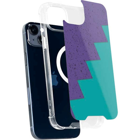 Purple Turquoise Zig Zag iPhone 15 Plus MagSafe Case