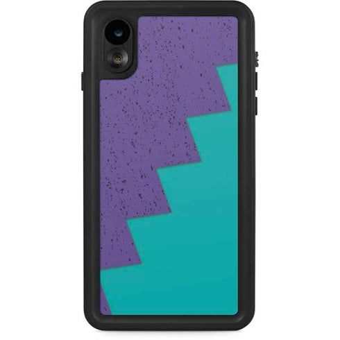 Purple Turquoise Zig Zag iPhone XR Waterproof Case