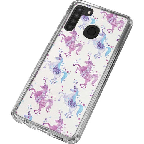 Cat Coq Purple Unicorns Galaxy A21 Clear Case