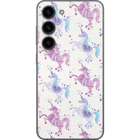 Cat Coq Purple Unicorns Galaxy S23 Skin