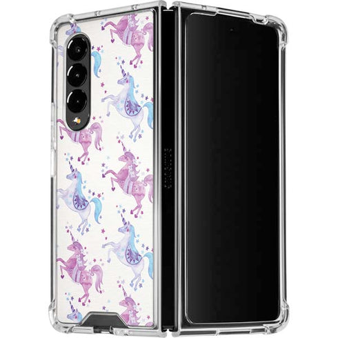 Cat Coq Purple Unicorns Galaxy Z Fold4 5G Clear Case