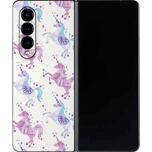 Cat Coq Purple Unicorns Galaxy Z Fold4 5G Skin