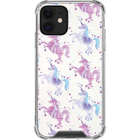 Cat Coq Purple Unicorns iPhone 12 Clear Case