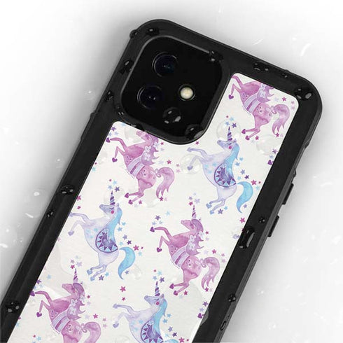 Cat Coq Purple Unicorns iPhone 12 Mini Waterproof Case