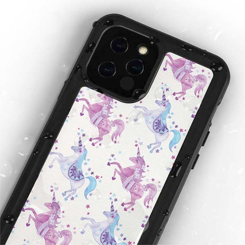 Cat Coq Purple Unicorns iPhone 12 Pro Waterproof Case