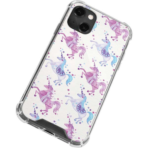 Cat Coq Purple Unicorns iPhone 14 Plus Clear Case