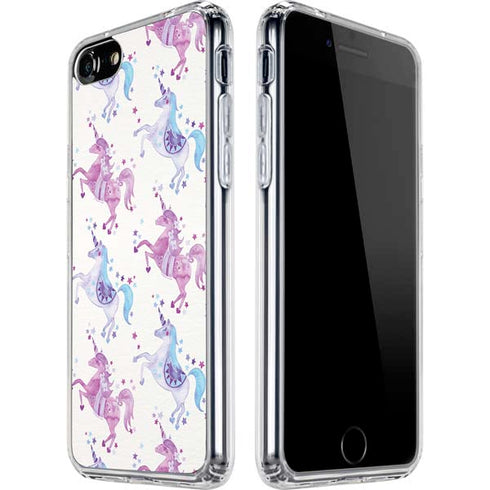 Cat Coq Purple Unicorns iPhone SE (2nd & 3rd Gen) Clear Case