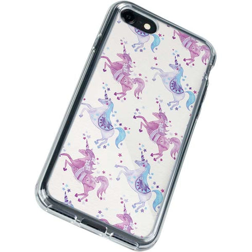 Cat Coq Purple Unicorns iPhone SE (2nd & 3rd Gen) Clear Case