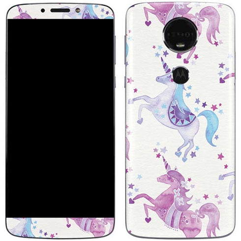 Cat Coq Purple Unicorns Moto E5 Plus Skin