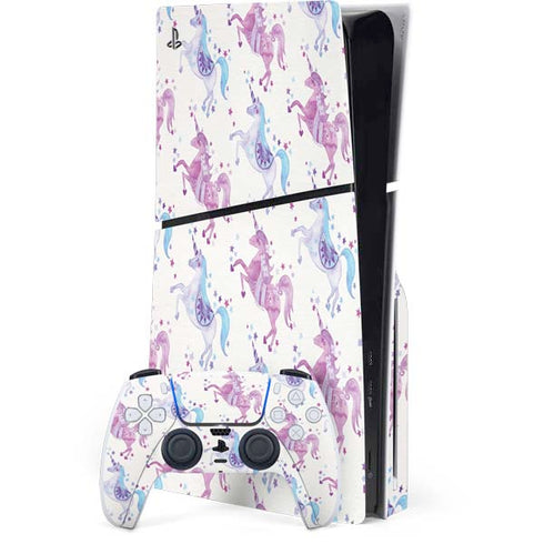 Purple Unicorns by Cat Coq PS5 Slim Disk Bundle Skin