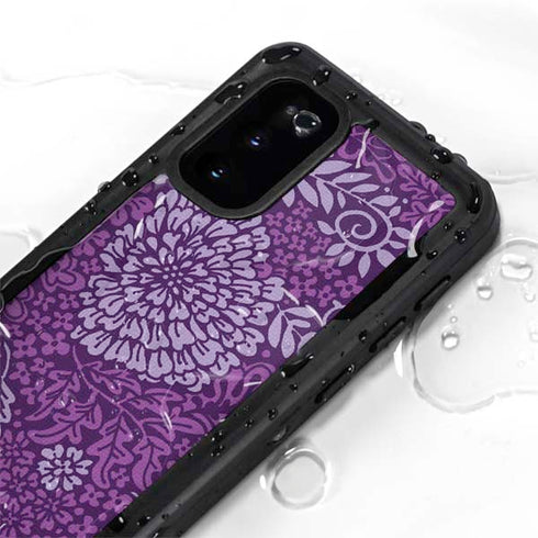 Radiant Orchid Floral Galaxy S20 Waterproof Case