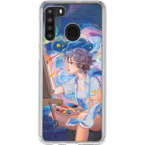 Rainbow Anime Artist Painter by Ivy Dolamore Galaxy A21 Clear Case