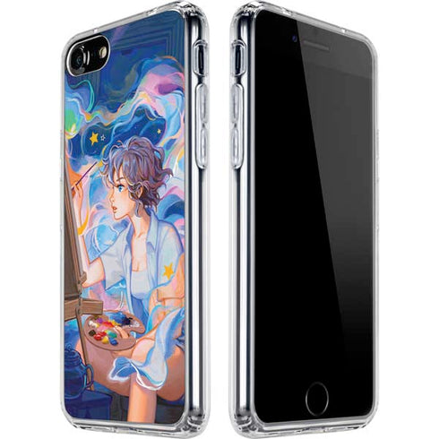 Rainbow Anime Artist Painter by Ivy Dolamore iPhone SE (2nd & 3rd Gen) Clear Case