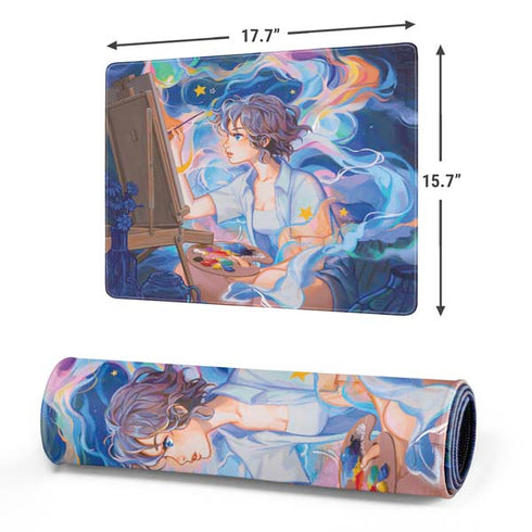 Rainbow Anime Artist Painter by Ivy Dolamore Gaming Mouse Pad
