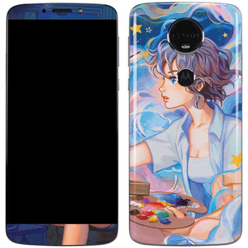 Rainbow Anime Artist Painter by Ivy Dolamore Moto E5 Plus Skin