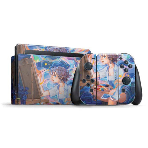 Rainbow Anime Artist Painter by Ivy Dolamore Nintendo Switch Bundle Skin