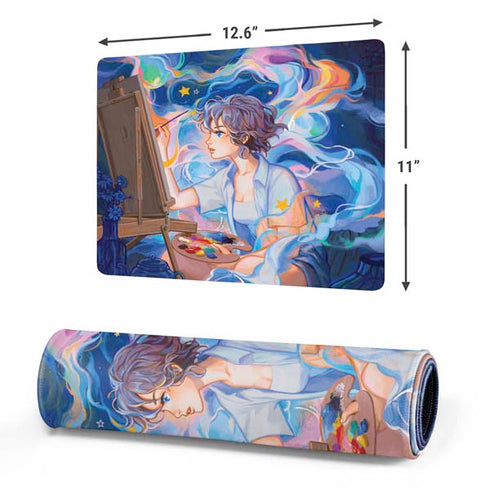 Rainbow Anime Artist Painter by Ivy Dolamore Gaming Mouse Pad