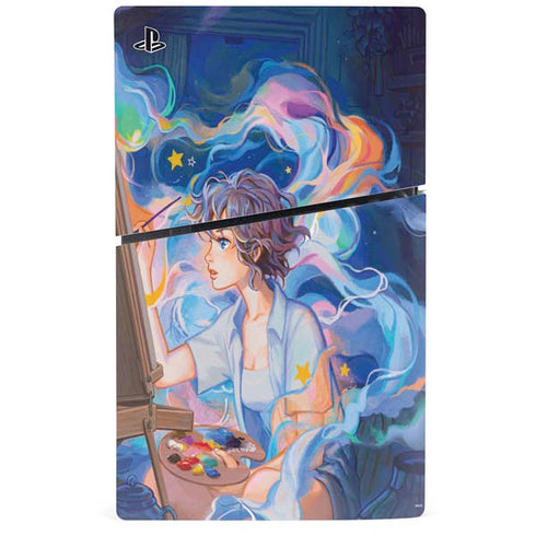 Rainbow Anime Artist Painter by Ivy Dolamore PS5 Slim Disk Console Skin