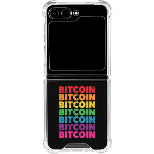 Rainbow Bitcoin Galaxy Z Flip5 5G Clear Case
