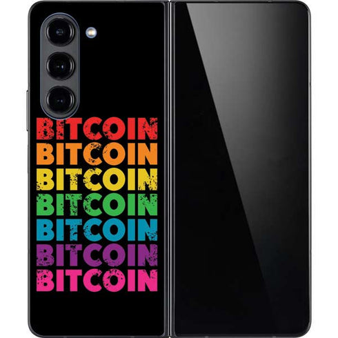 Rainbow Bitcoin Galaxy Z Fold5 5G Skin