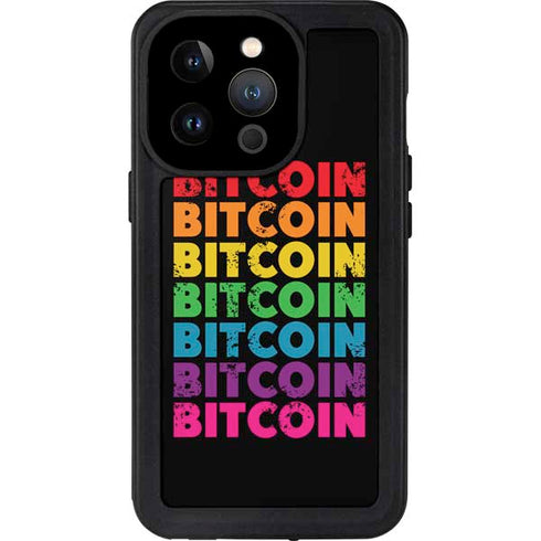 Rainbow Bitcoin iPhone 14 Pro Waterproof Case