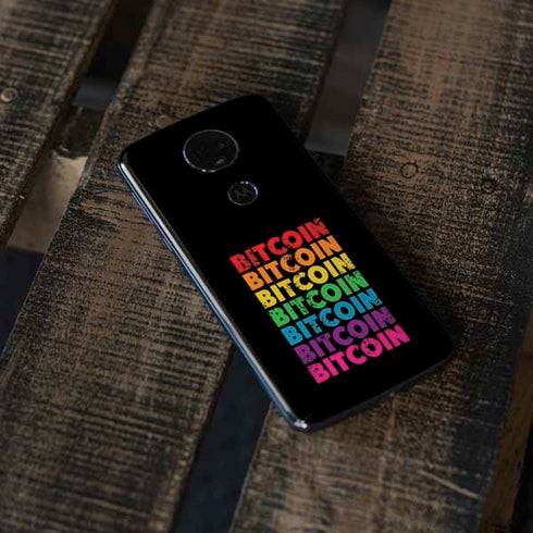 Rainbow Bitcoin Moto E5 Plus Skin