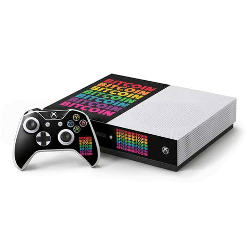 Rainbow Bitcoin Xbox One S Console and Controller Bundle Skin