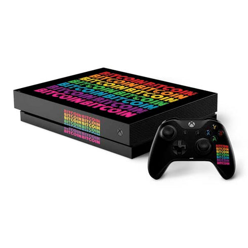 Rainbow Bitcoin Xbox One X Bundle Skin