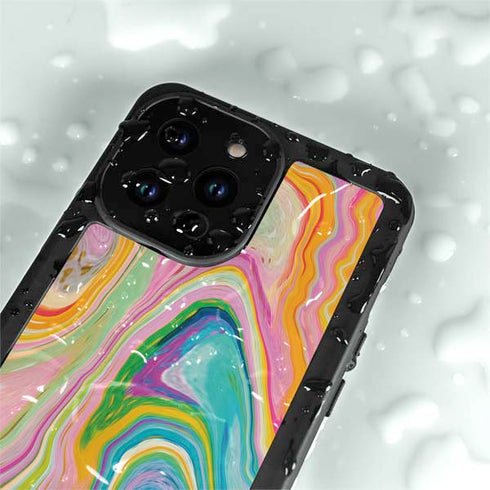 Etta Vee Rainbow Marble iPhone 14 Pro Max Waterproof Case