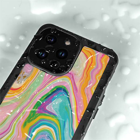 Etta Vee Rainbow Marble iPhone 14 Pro Waterproof Case