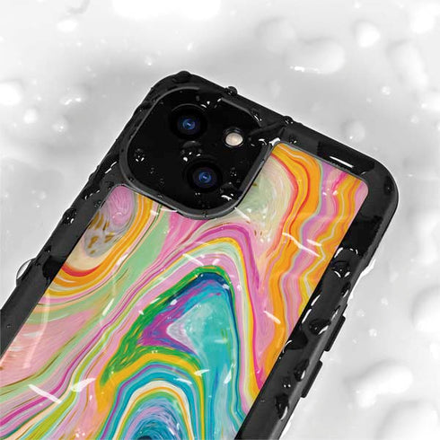 Rainbow Marble by Etta Vee iPhone 15 Waterproof Case