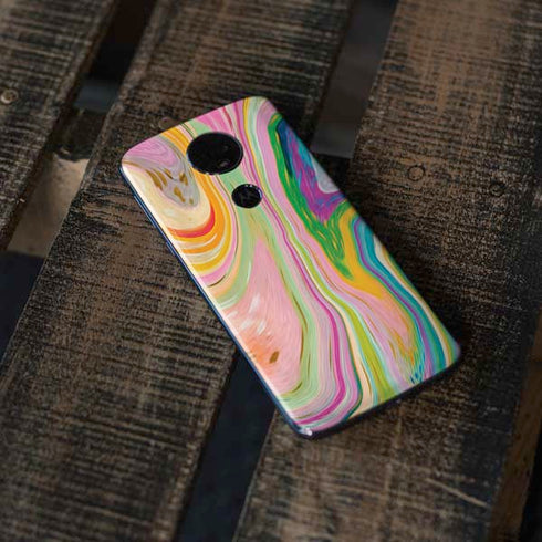 Etta Vee Rainbow Marble Moto E5 Plus Skin