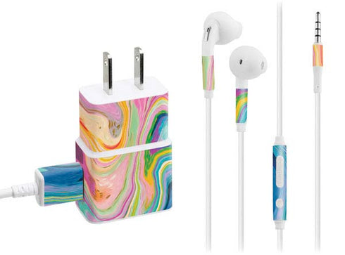 Etta Vee Rainbow Marble Phone Charger Skin