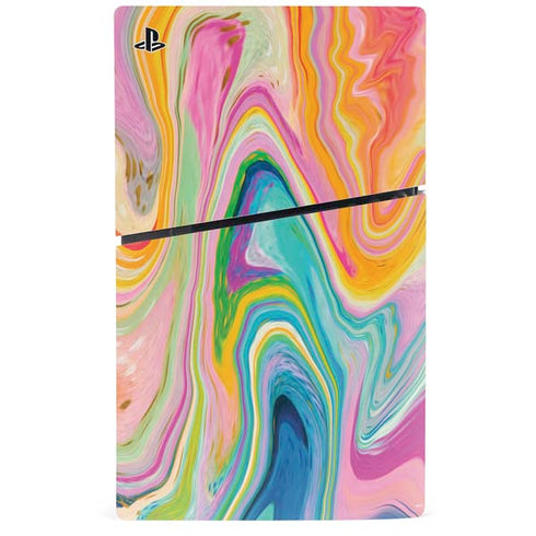 Rainbow Marble by Etta Vee PS5 Slim Disk Bundle Skin