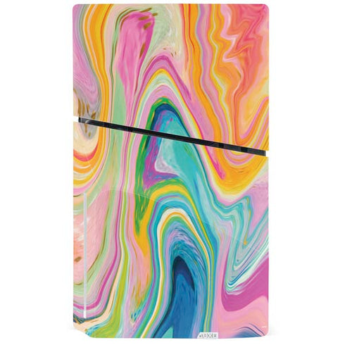 Rainbow Marble by Etta Vee PS5 Slim Disk Bundle Skin