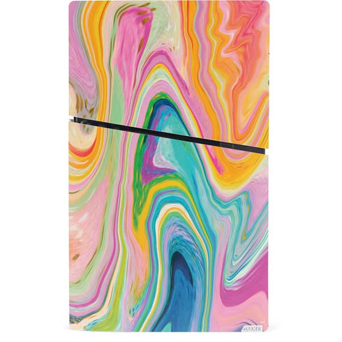 Rainbow Marble by Etta Vee PS5 Slim Digital Edition Bundle Skin