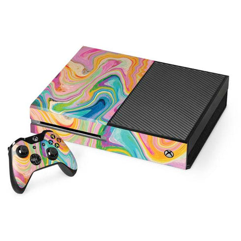 Etta Vee Rainbow Marble Xbox One Console and Controller Bundle Skin