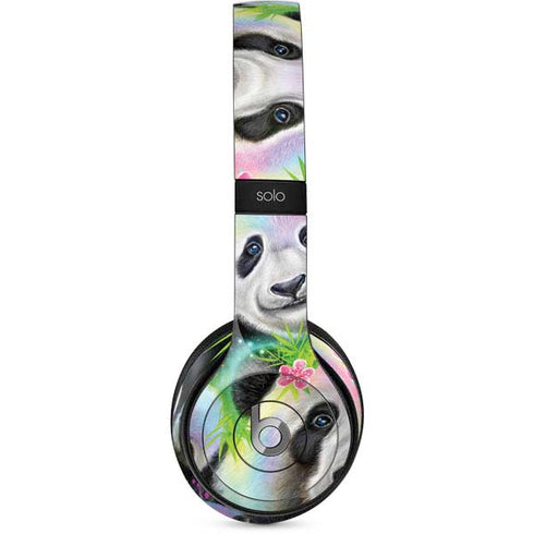 Rainbow Pandas with Butterflies by Sheena Pike Beats Solo 2 Wired Skin