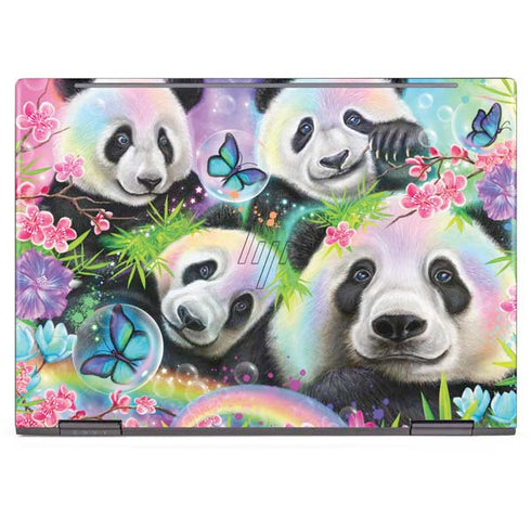 Rainbow Pandas with Butterflies by Sheena Pike HP Envy Skin