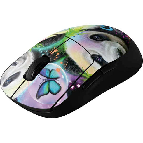Rainbow Pandas with Butterflies by Sheena Pike G Pro Wireless Gaming Mouse Skin