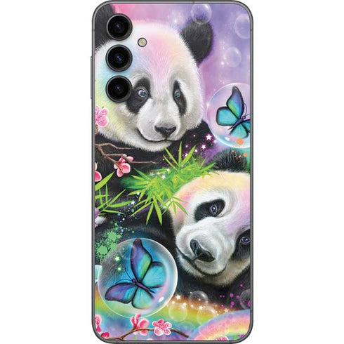 Rainbow Pandas with Butterflies by Sheena Pike Galaxy A14 5G Skin