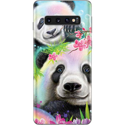 Rainbow Pandas with Butterflies by Sheena Pike Galaxy S10 Skin