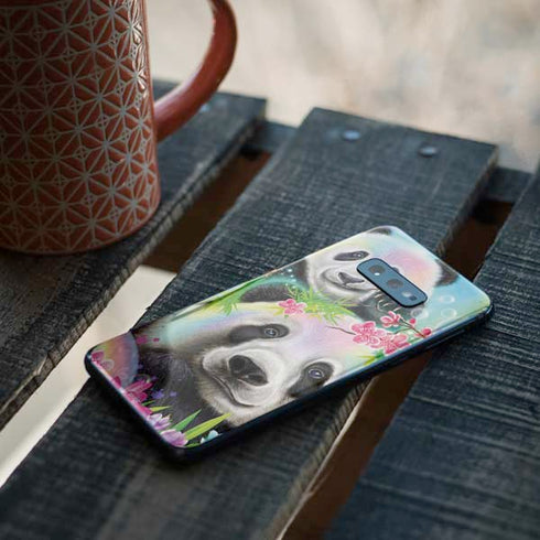 Rainbow Pandas with Butterflies by Sheena Pike Galaxy S10e Skin