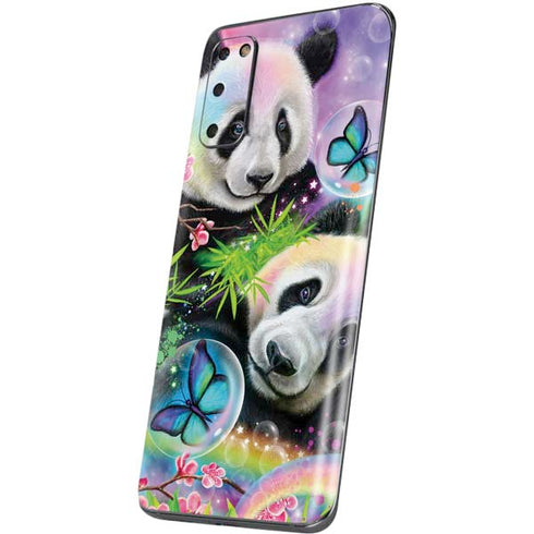 Rainbow Pandas with Butterflies by Sheena Pike Galaxy S20 Skin
